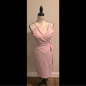 Blush wrap dress with tie